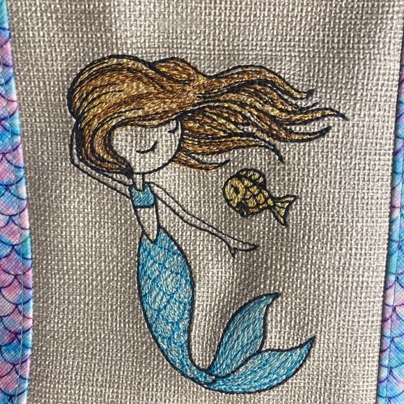 Michelle’s Sewing Nook embroidered mermaid cosmetic bag, good used condition - Picture 2 of 9